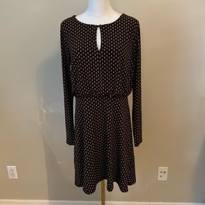 LOFT Drop Waist Navy Printed Dress